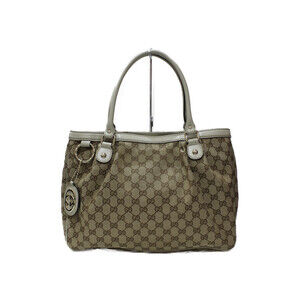 GUCCI handbag GG canvas leather Beige Tan white